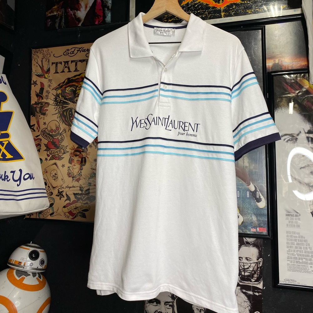 YSL Yves Saint Laurent Polo White T-Shirt Size Large